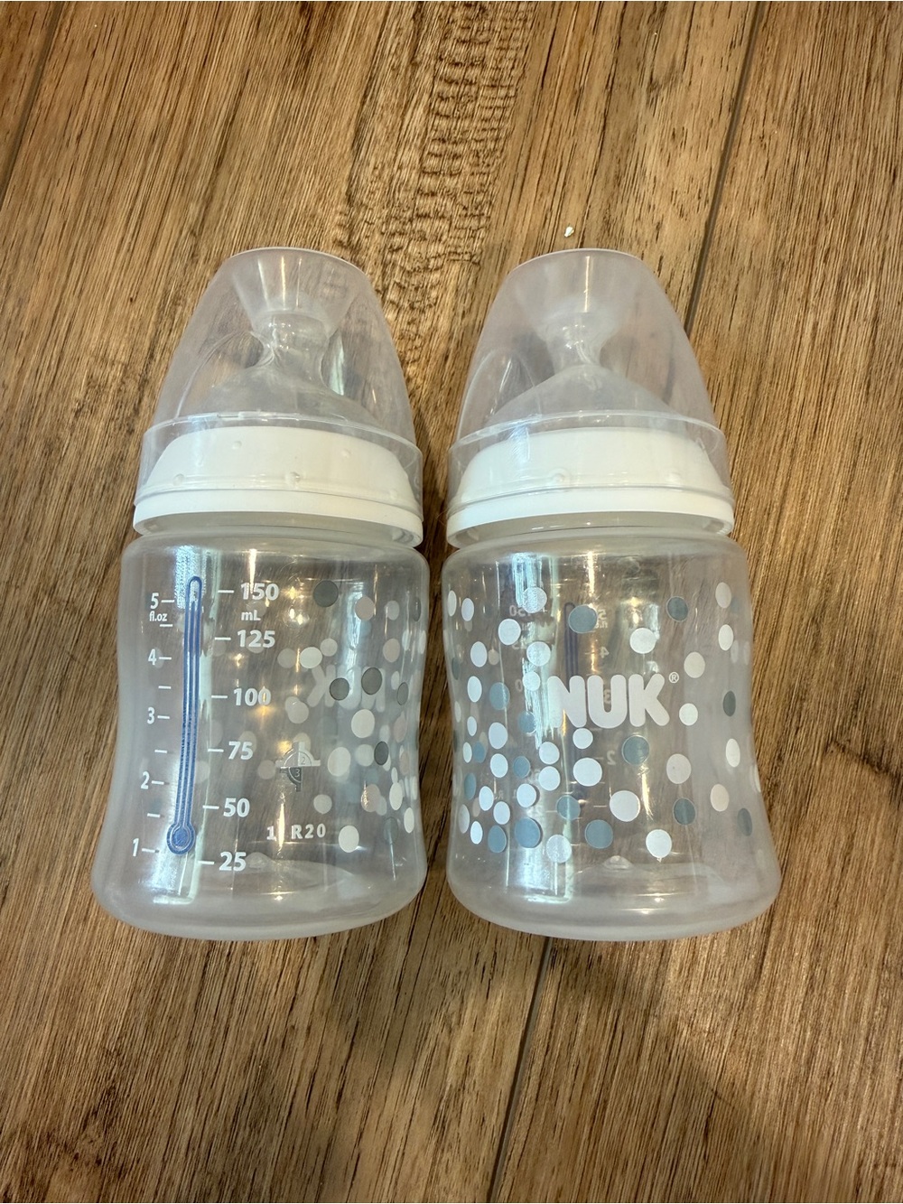 NUK White and Gray Dot Baby Bottle Set